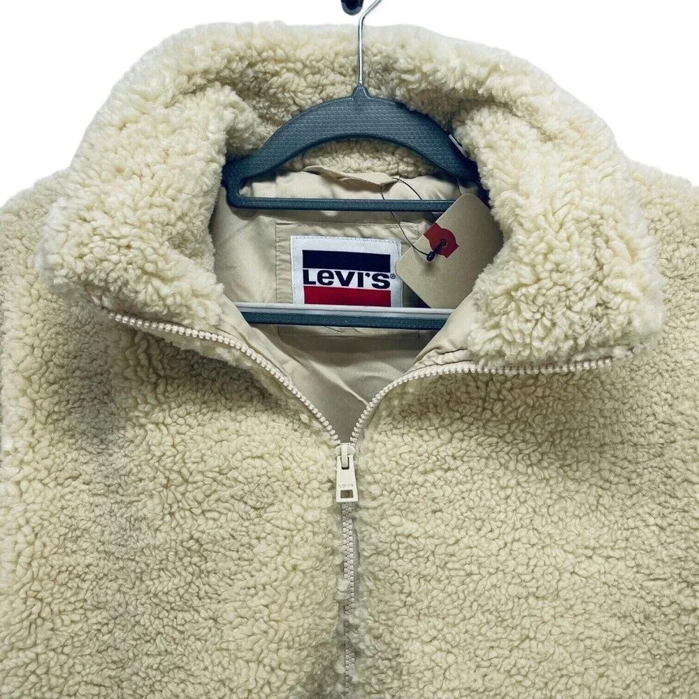 Levi's Original Women's Sherpa Fleece Teddy Jacket Beige Size XS New